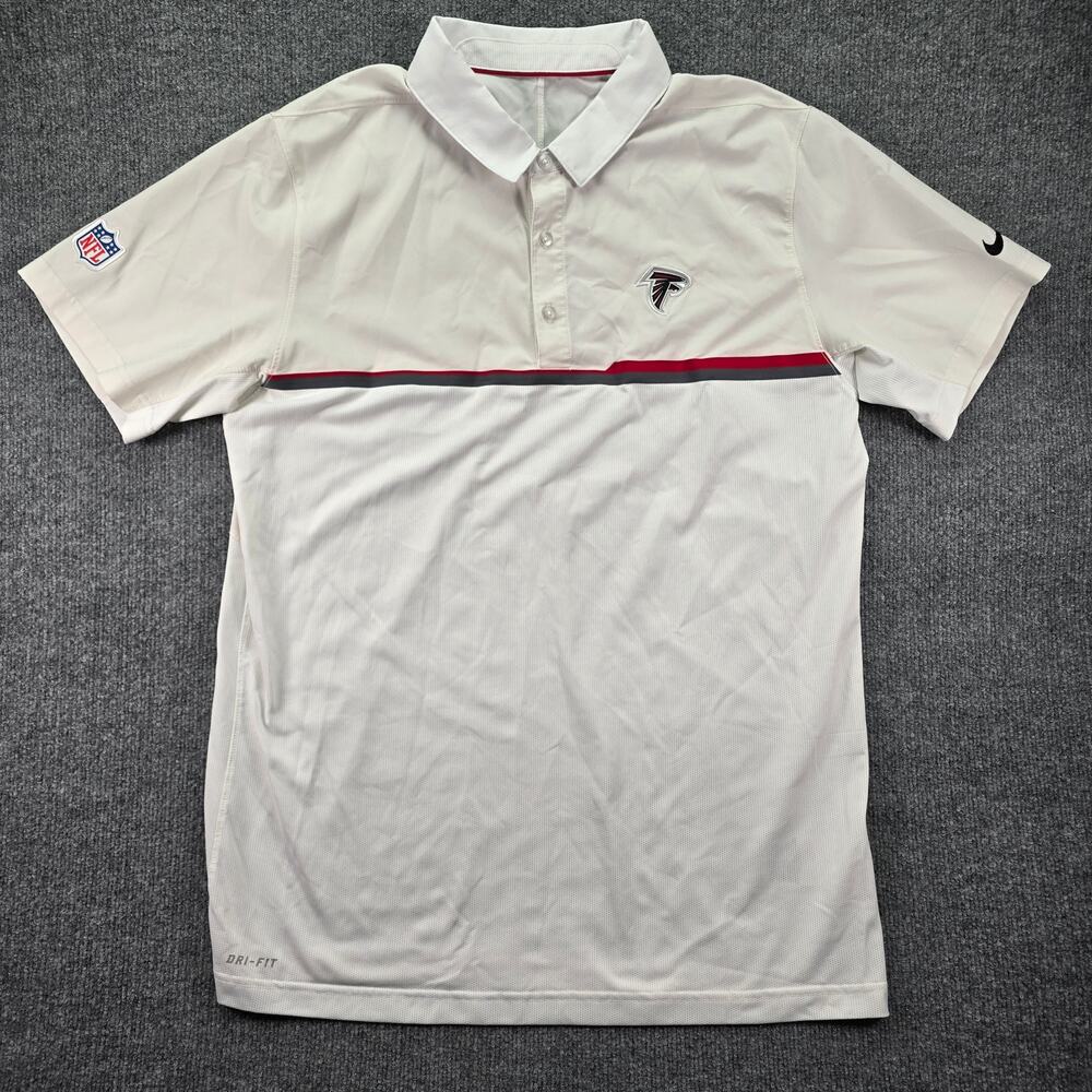 Nike Atlanta Falcons NFL Polo Shirt Mens Large White Red Football Performance